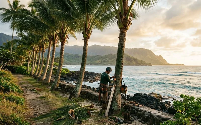 Coastal palms after quarterly maintenance